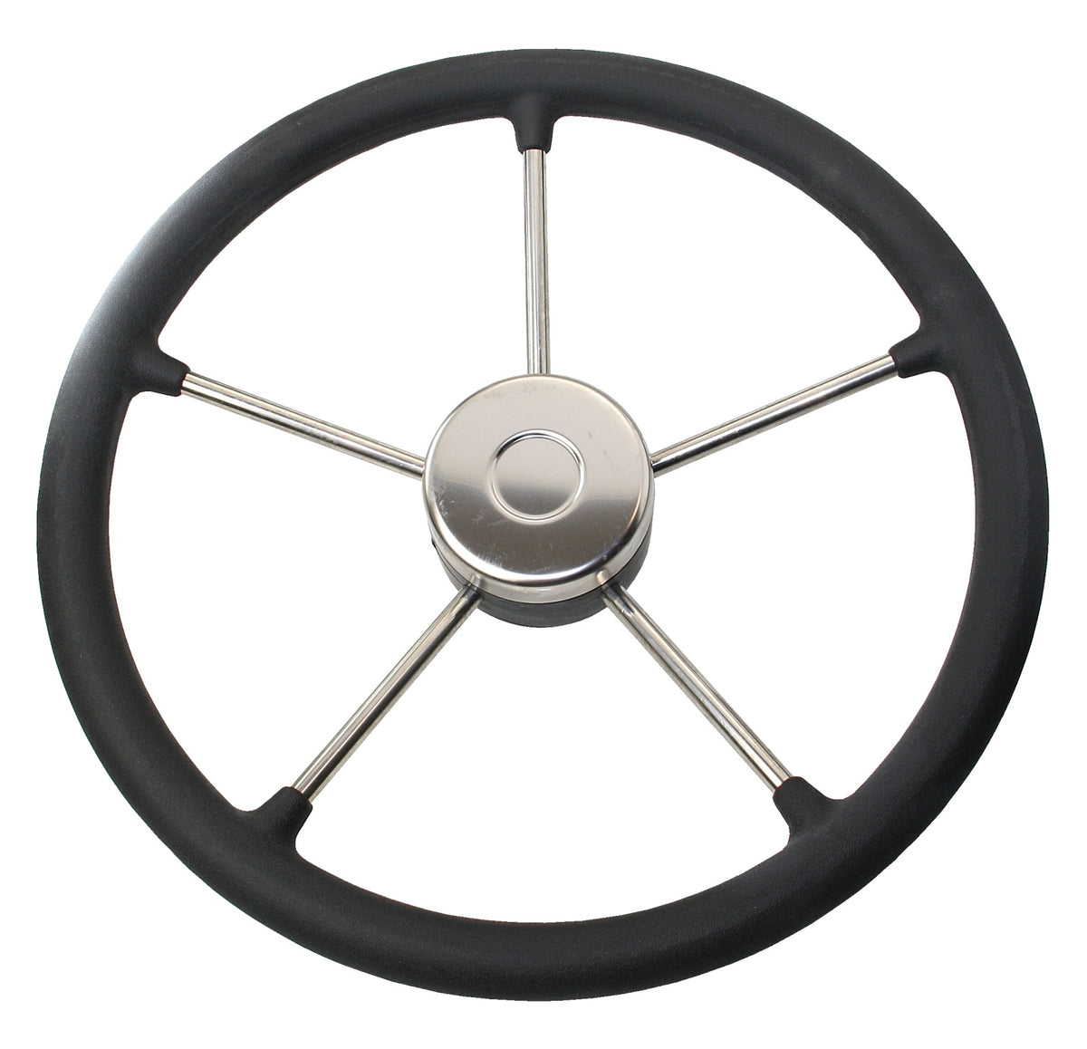 RIVIERA Steuerrad VR03 Edelstahl/Leder 400mm – Premium Bootssteuerrad mit Lederbezug schwarz