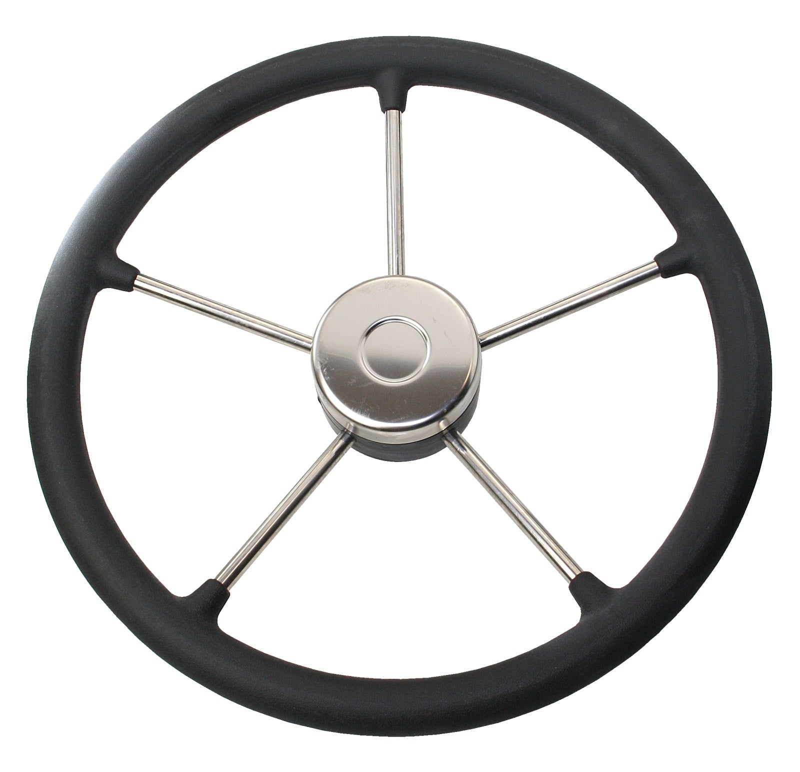 RIVIERA Steuerrad VR03 Edelstahl/Leder 400mm – Premium Bootssteuerrad mit Lederbezug schwarz