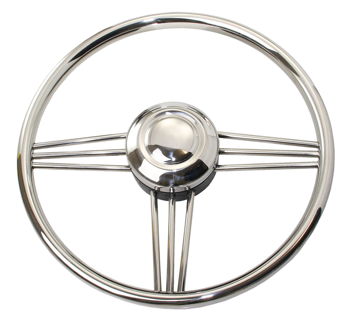 RIVIERA Steuerrad VS02 Edelstahl/PU 350mm Edelstahl/Mahagoni/schwarz Edelstahl
