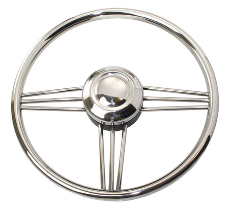 RIVIERA Steuerrad VS02 Edelstahl/PU 350mm Edelstahl/Mahagoni/schwarz Edelstahl