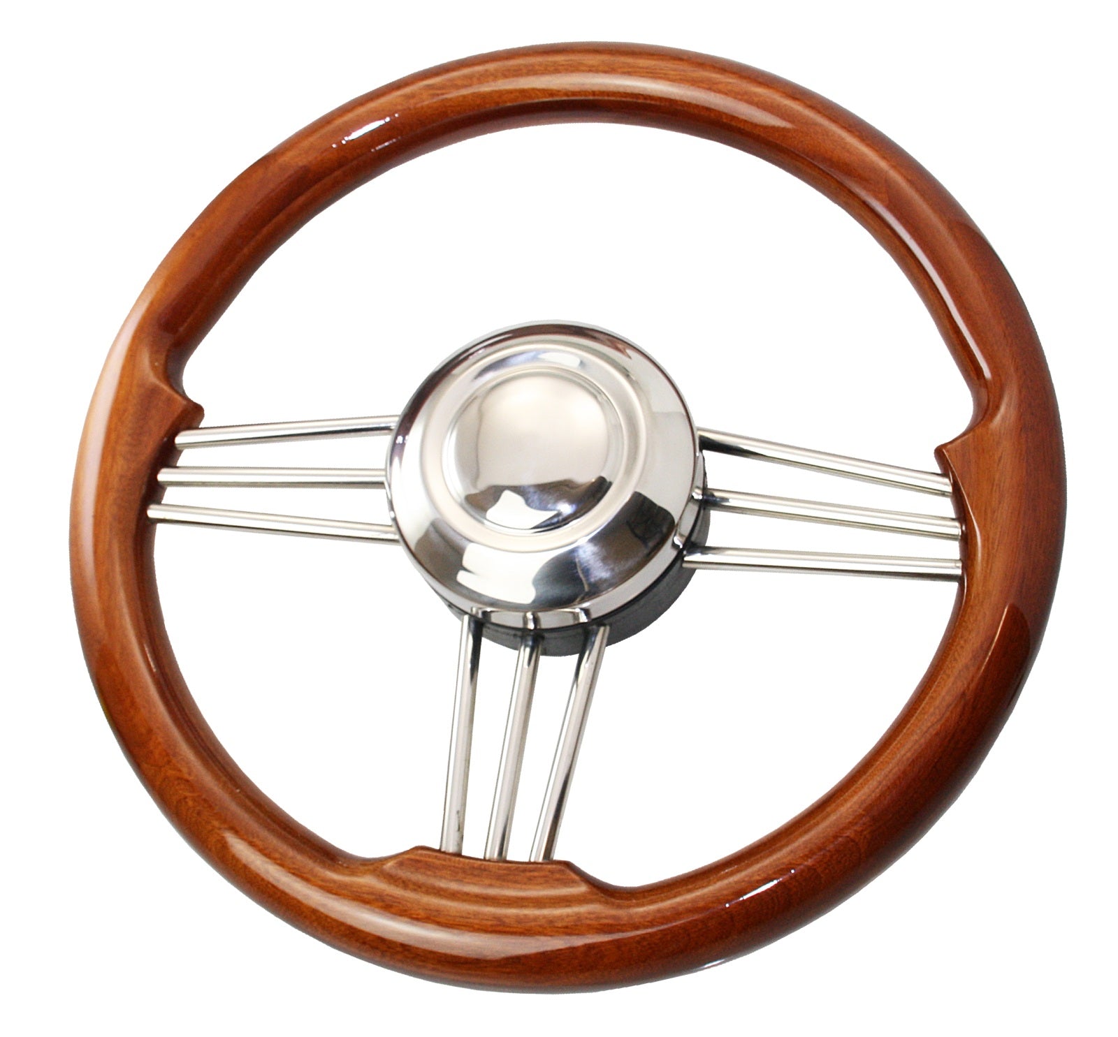 RIVIERA Steuerrad VS02 Edelstahl/PU 350mm Edelstahl/Mahagoni/schwarz Mahagoni