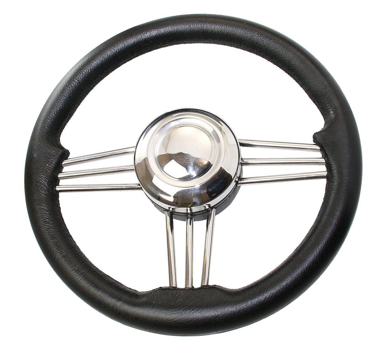 RIVIERA Steuerrad VS02 Edelstahl/PU 350mm Edelstahl/Mahagoni/schwarz Schwarz