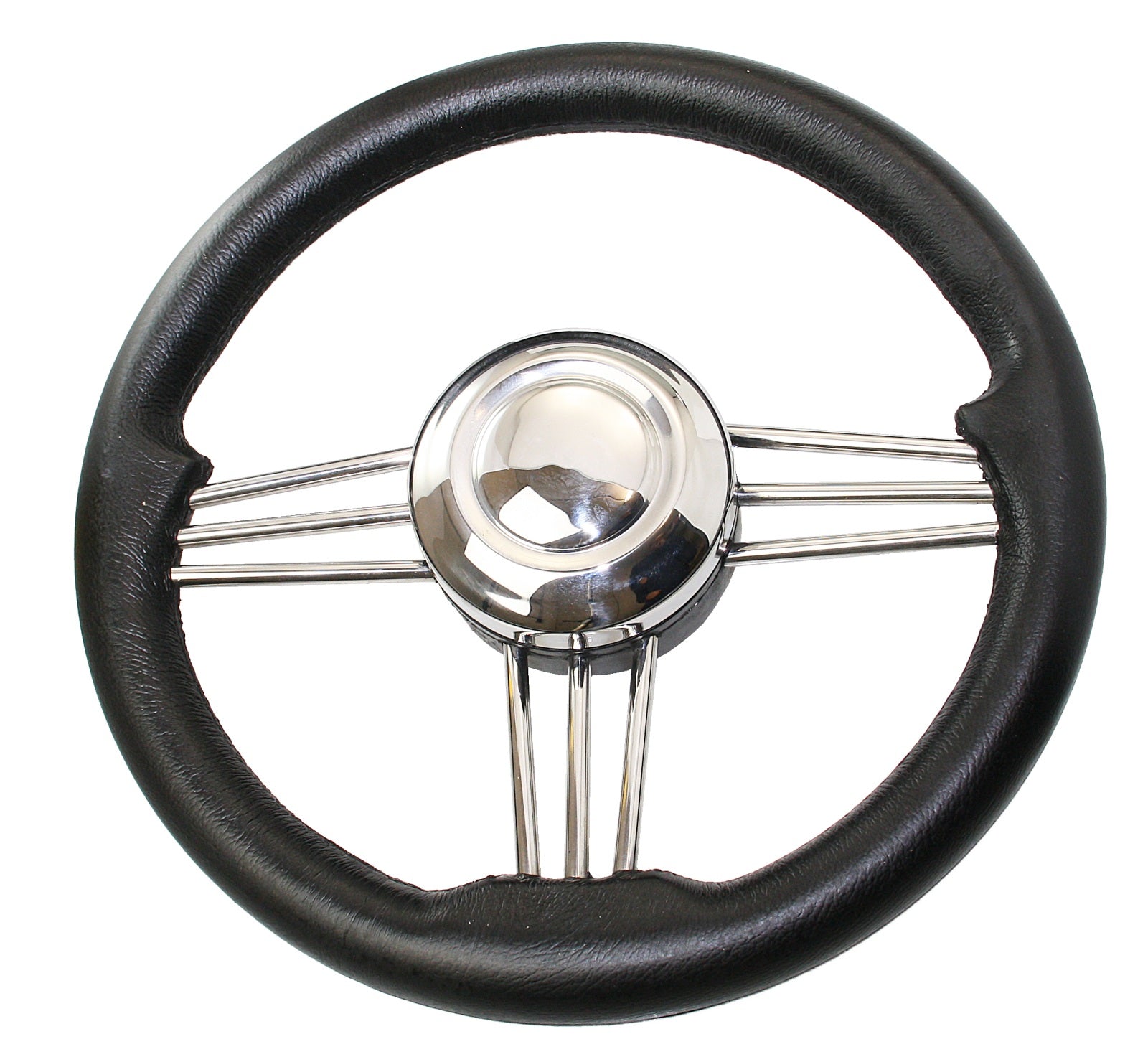 RIVIERA Steuerrad VS02 Edelstahl/PU 350mm Edelstahl/Mahagoni/schwarz Schwarz