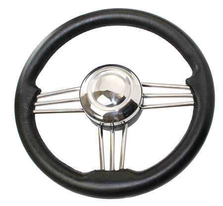 RIVIERA Steuerrad VS02 Edelstahl/PU 350mm Edelstahl/Mahagoni/schwarz Schwarz