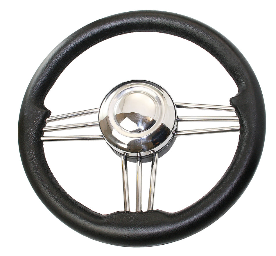 RIVIERA Steuerrad VS02 Edelstahl/PU 350mm Edelstahl/Mahagoni/schwarz Schwarz