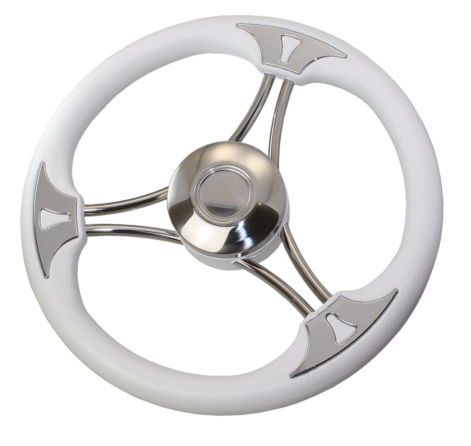 RIVIERA Steuerrad VS03 Edelstahl/PU 350mm Mahagoni/weiß/schwarz weiß