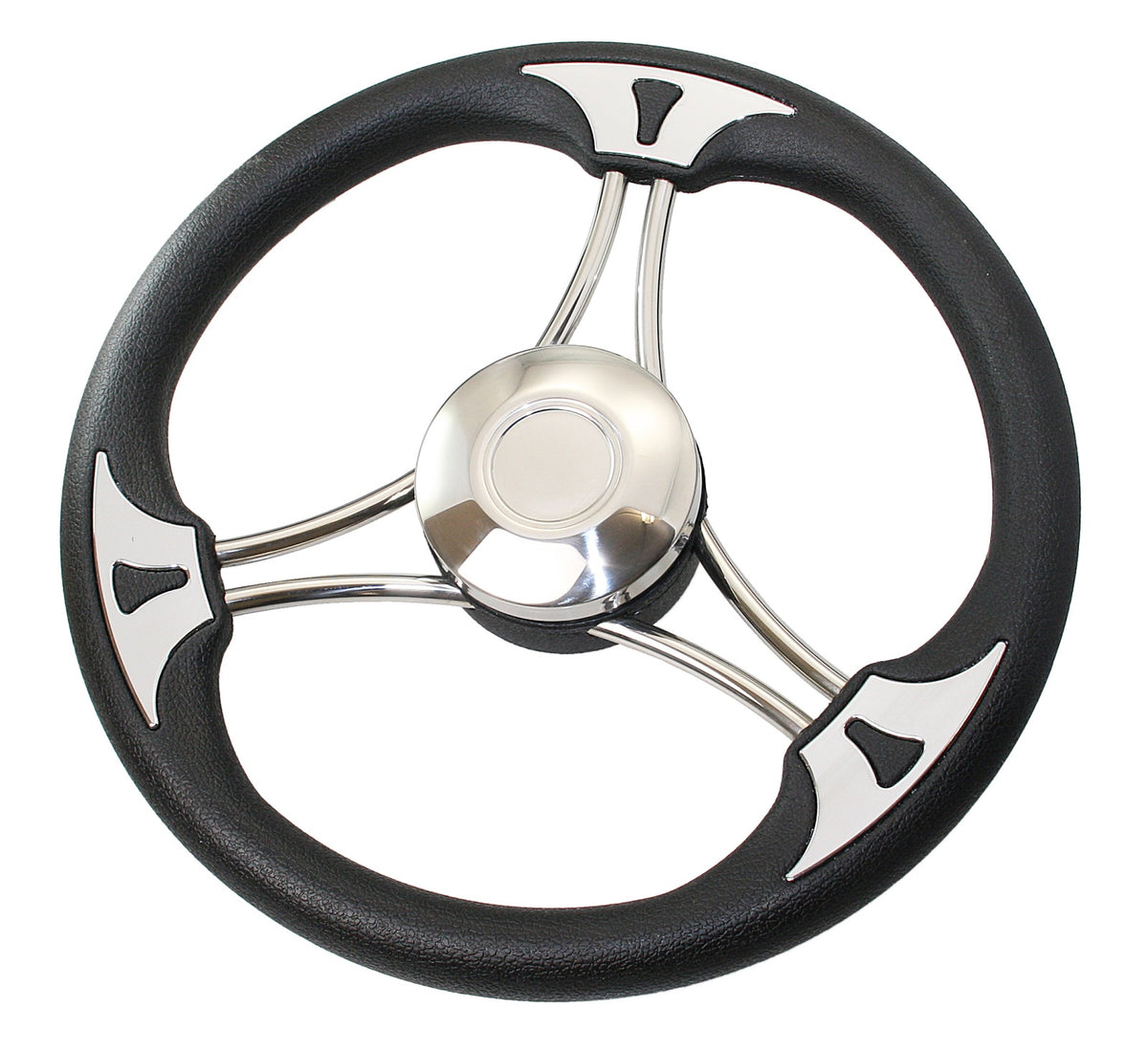 RIVIERA Steuerrad VS03 Edelstahl/PU 350mm Mahagoni/weiß/schwarz schwarz