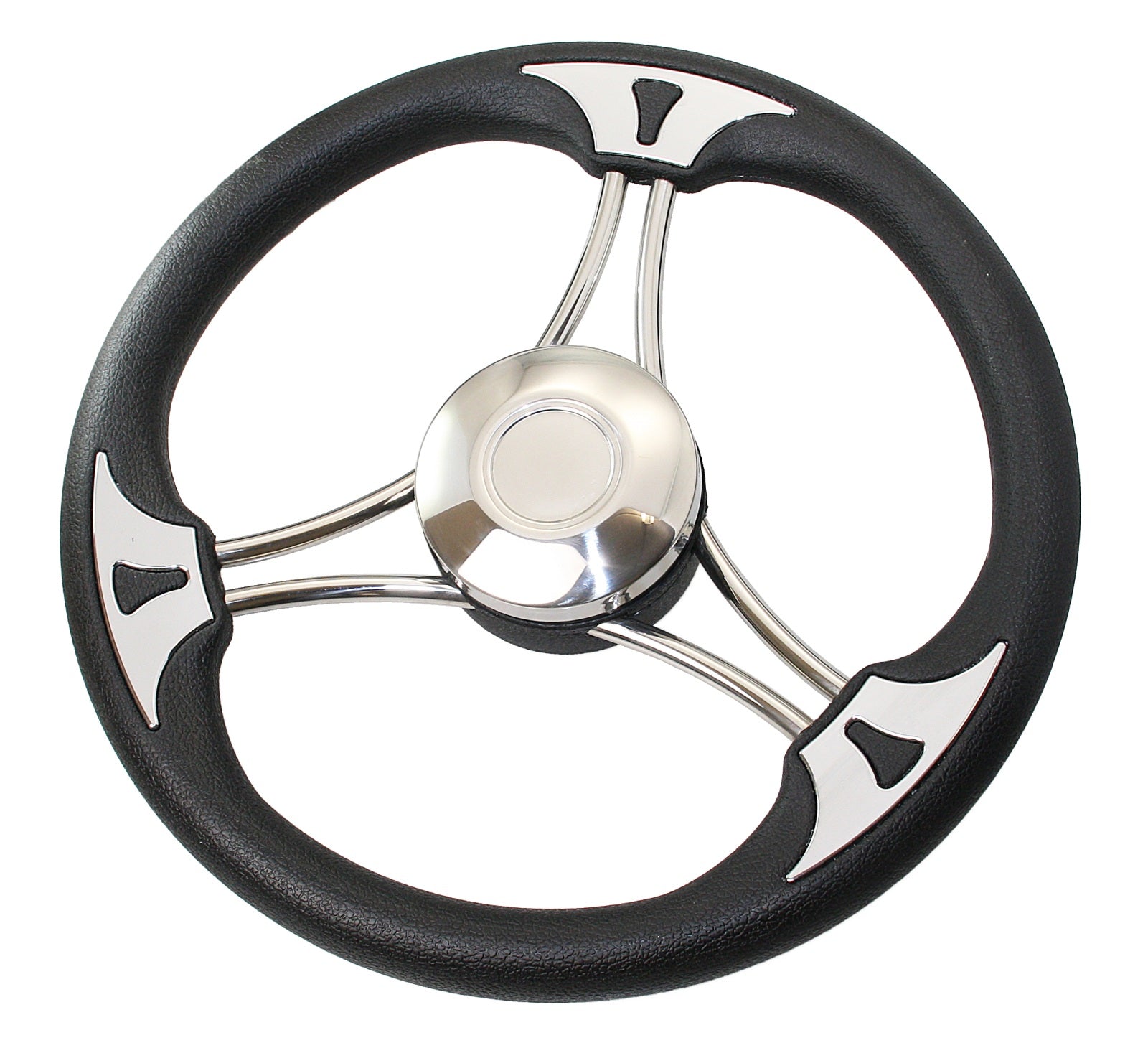 RIVIERA Steuerrad VS03 Edelstahl/PU 350mm Mahagoni/weiß/schwarz schwarz