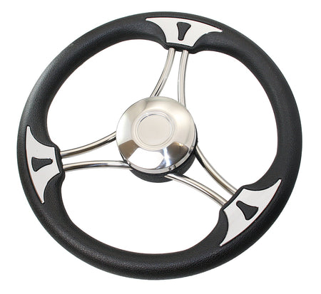 RIVIERA Steuerrad VS03 Edelstahl/PU 350mm Mahagoni/weiß/schwarz schwarz