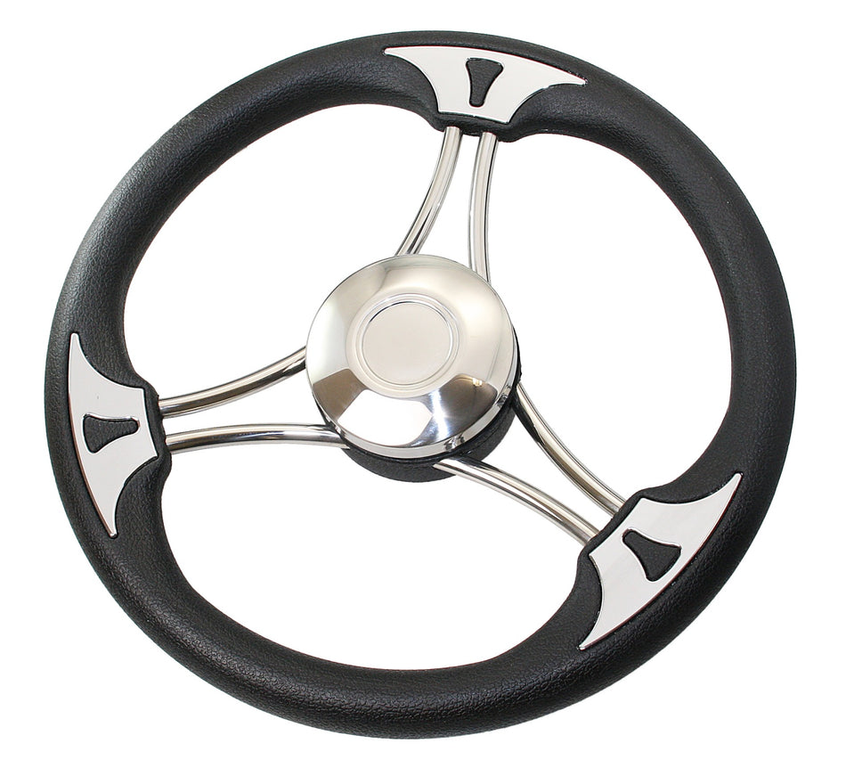RIVIERA Steuerrad VS03 Edelstahl/PU 350mm Mahagoni/weiß/schwarz schwarz