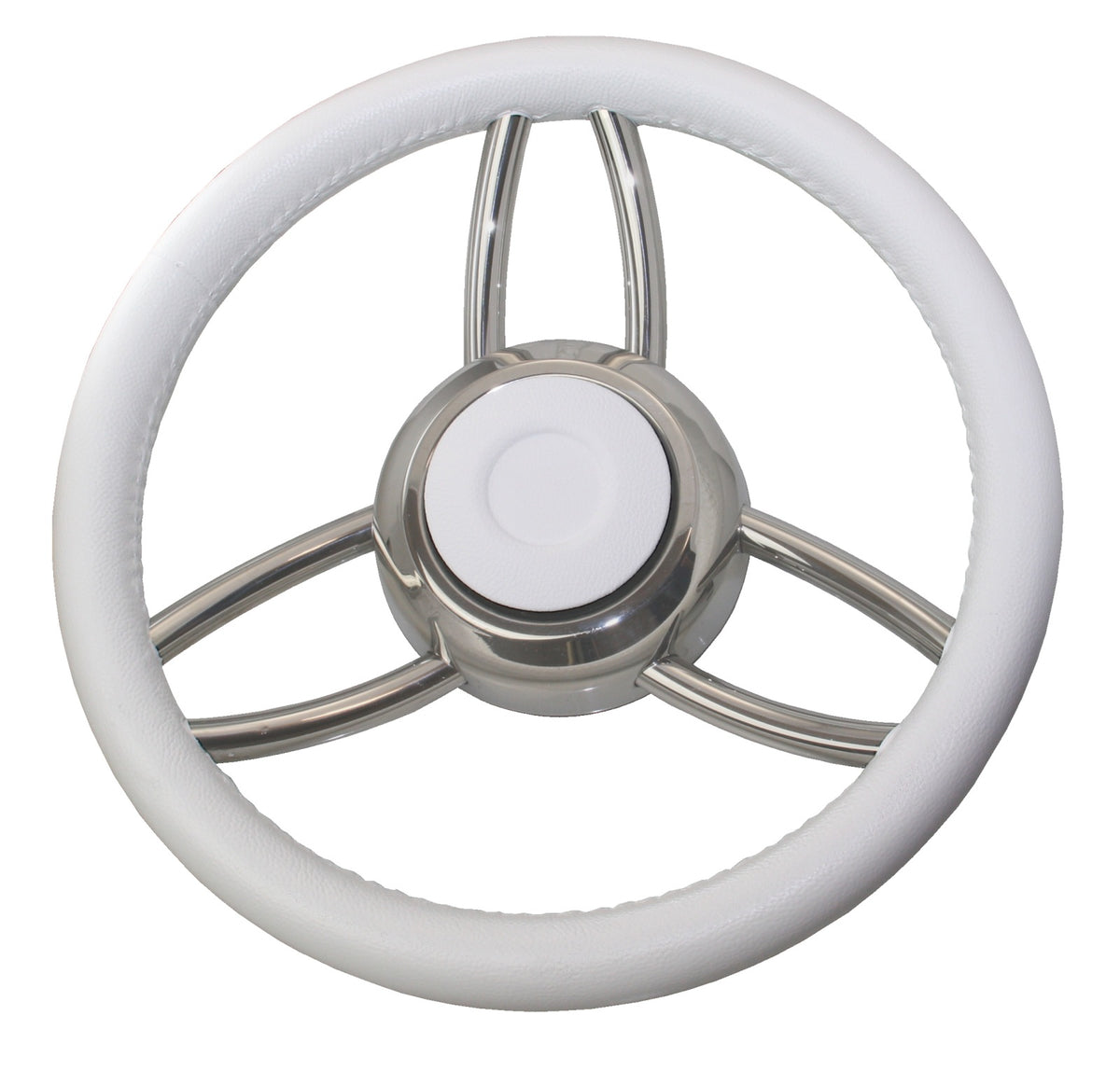 RIVIERA Steuerrad VS13 Edelstahl/PU 350mm schwarz/weiß/Mahagoni weiß