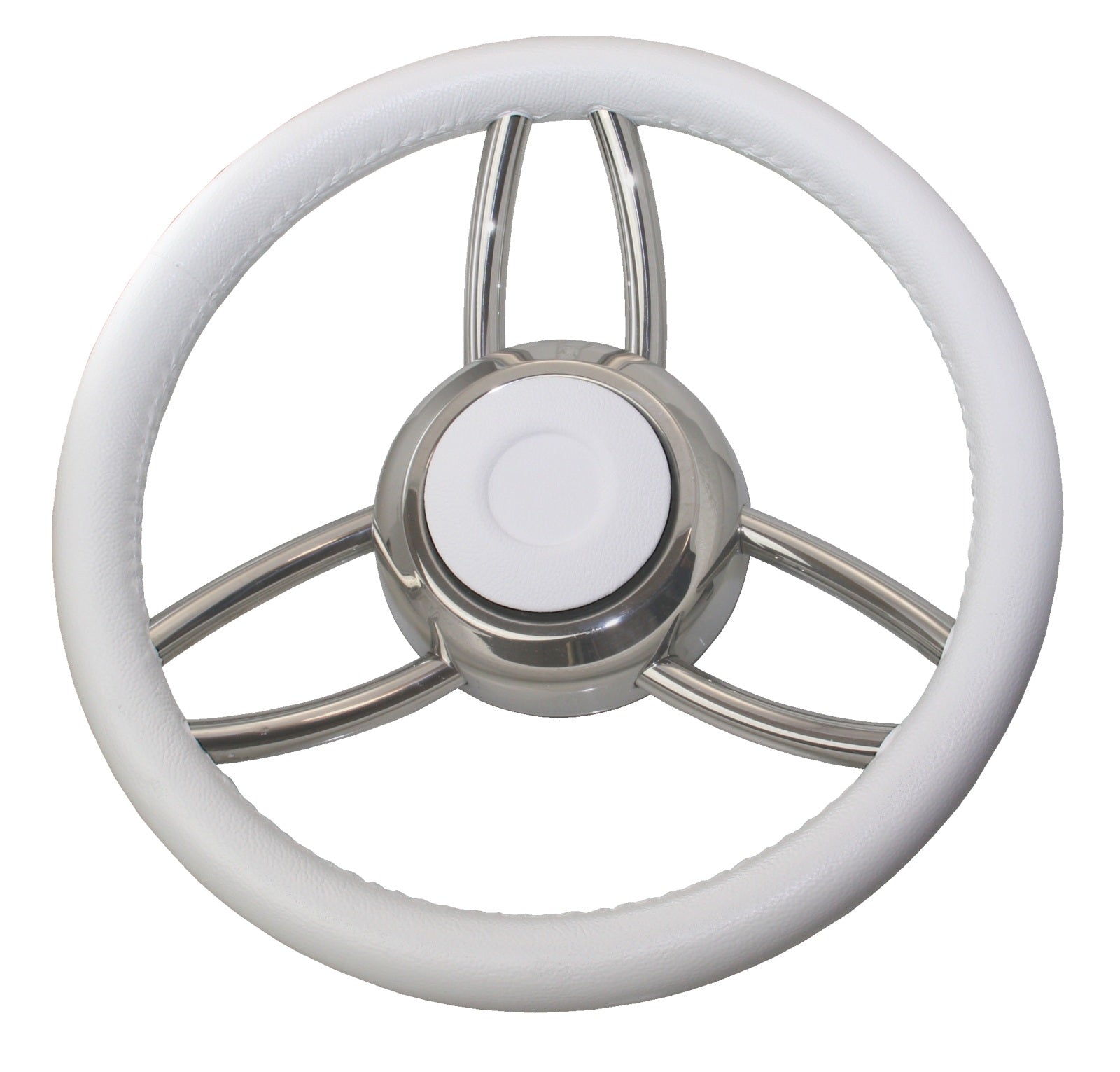 RIVIERA Steuerrad VS13 Edelstahl/PU 350mm schwarz/weiß/Mahagoni weiß
