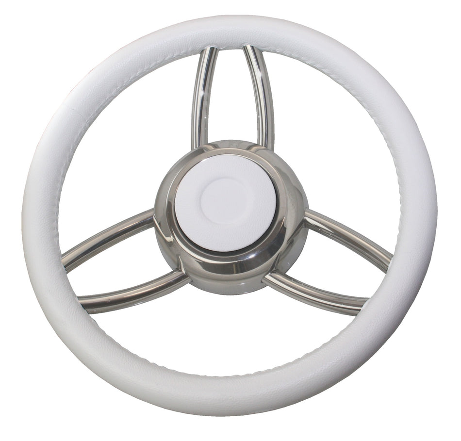 RIVIERA Steuerrad VS13 Edelstahl/PU 350mm schwarz/weiß/Mahagoni weiß