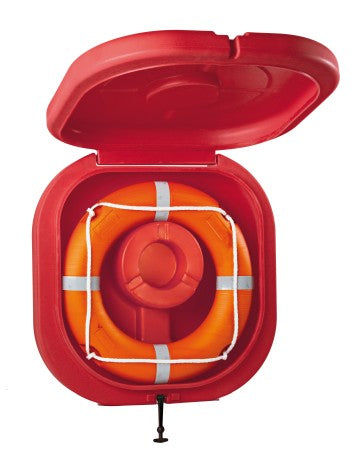 Rettungsring-Container mit Klappe nach ISO18421 rot