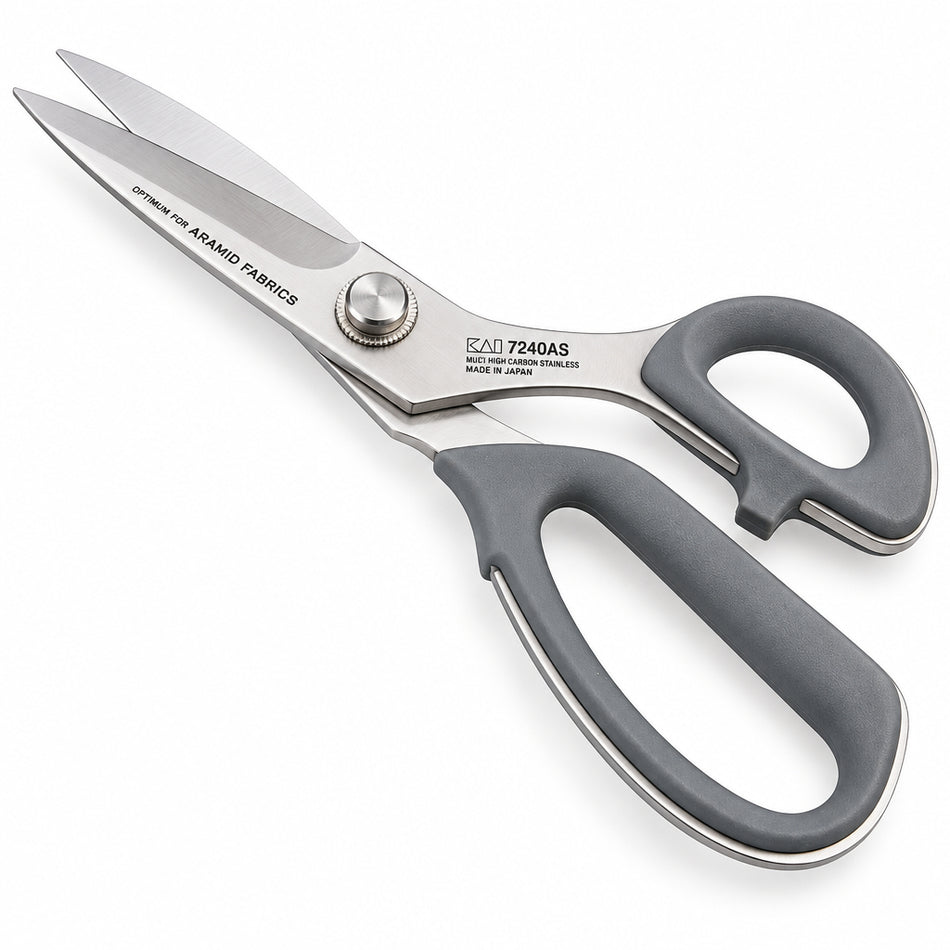 KAI 7240AS Zuschneideschere für Aramidgewebe, Molybdän-Vanadin-Klinge mit Elastomer-Griffen, Made in Japan