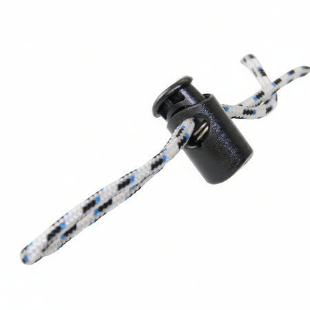 Kordelstopper schwarz aus Acetal mit Edelstahlfeder - Für Tauwerk 3-4 mm