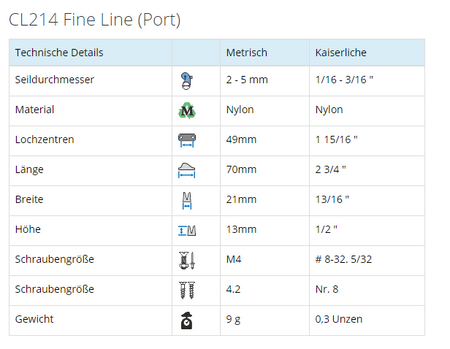 Clamcleat® Seilklemme CL214 Fine Line – Nylon Klemme Backbord für Tauwerk 2-5 mm