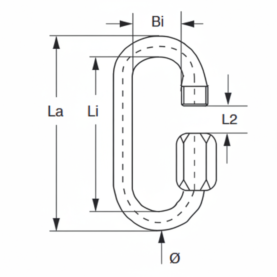 Peguet Schraubglieder Rechteck Edelstahl A4L AISI316L - Rechteckform Schraubglied