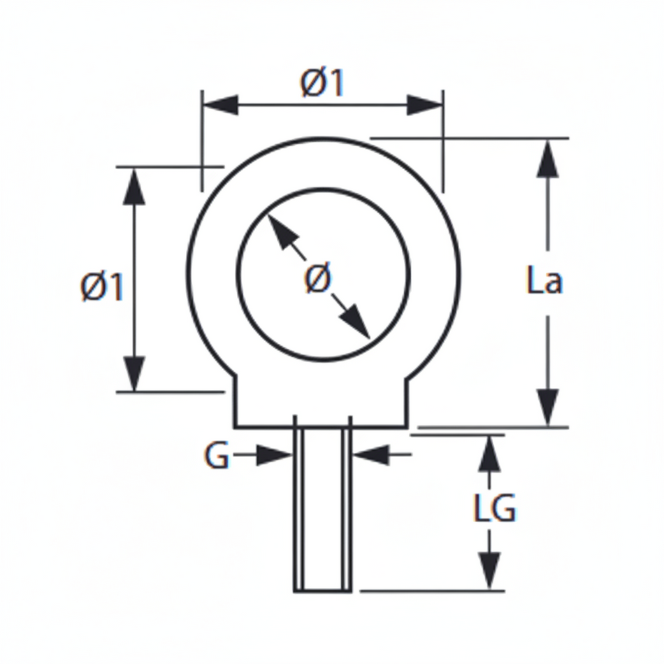 WICHARD Decksauge für Führungsleinen SR21020 - Edelstahl 1.4401 - M10 Bolzen