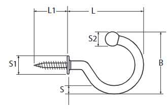 LAMP Edelstahlhaken TL Edelstahl A2 poliert 17-41mm - VE 10 Stück