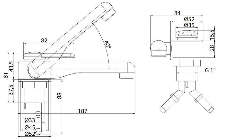 CAN Wasserhahn RB1488 – Klappbar, Warm/Kalt, verchromt, 12V