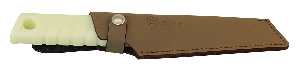 WICHARD Matrosenmesser – Edelstahl 1.4567, fluoreszierender Griff, Lederscheide