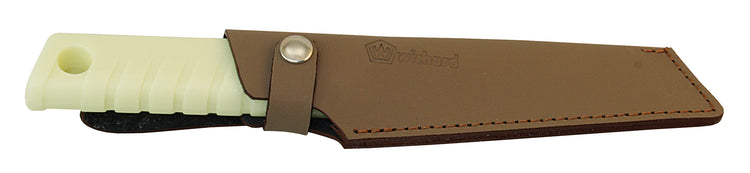 WICHARD Matrosenmesser – Edelstahl 1.4567, fluoreszierender Griff, Lederscheide