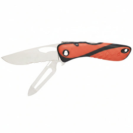 WICHARD Offshore Bordmesser SR10129 – roter Griff, gezahnte Klinge mit Schäkelöffner
