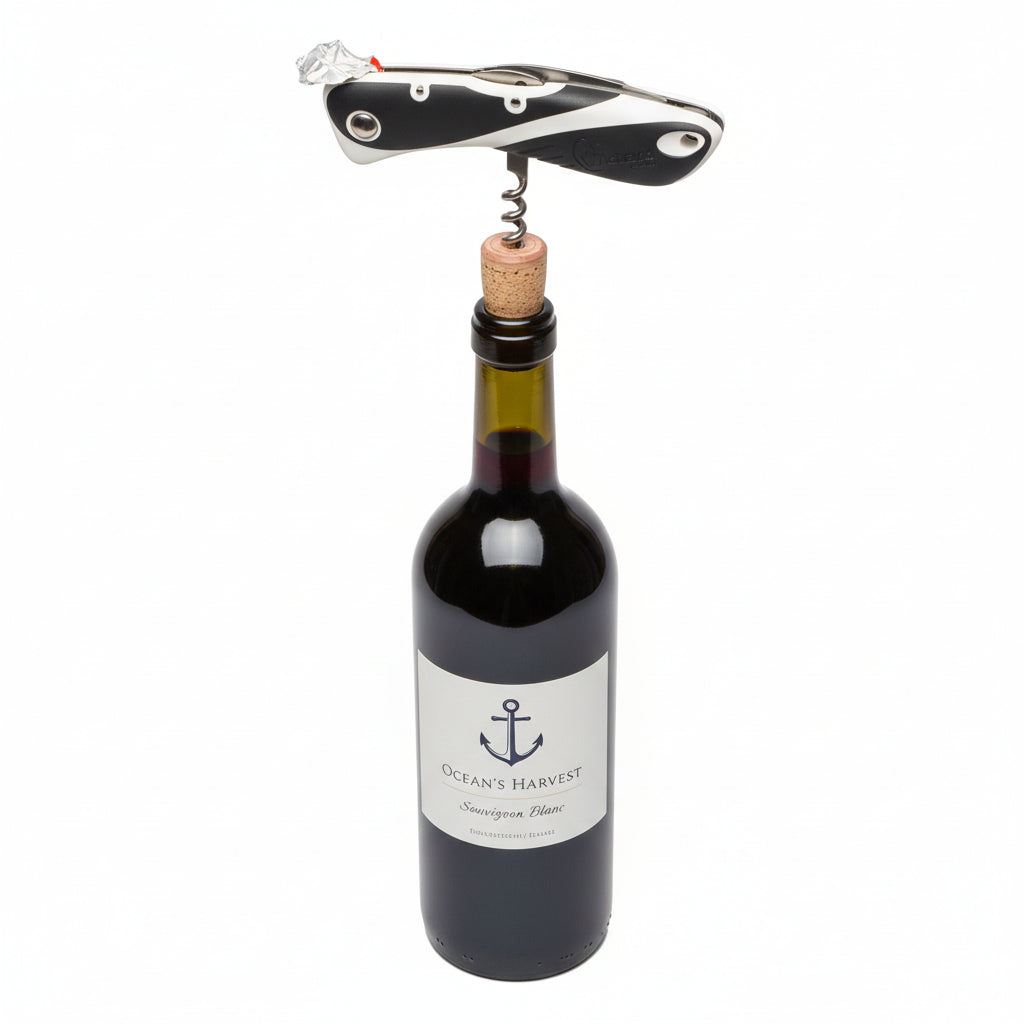 Wichard Seglermesser Aquaterra SR10153 schwarz - Edelstahlklinge glatt 75 mm mit Korkenzieher