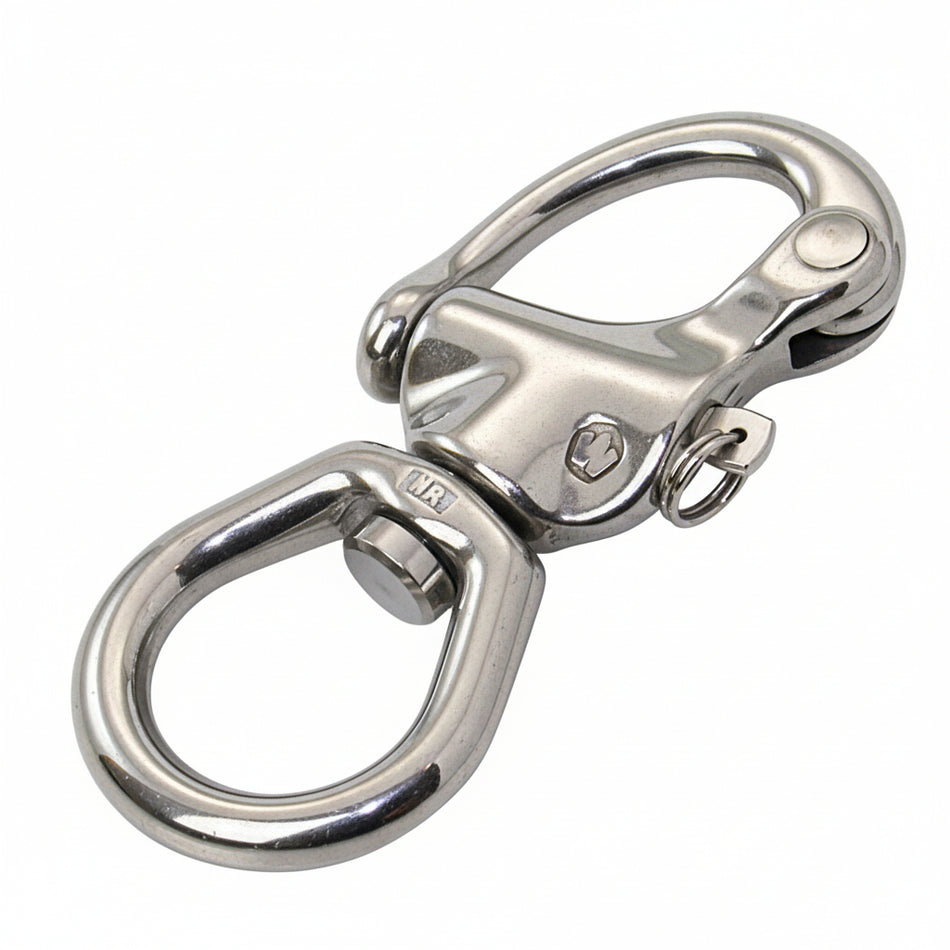 WICHARD Schnappschäkel Edelstahl 1.4542 hochfest magnetisierbar mit großem Wirbelauge