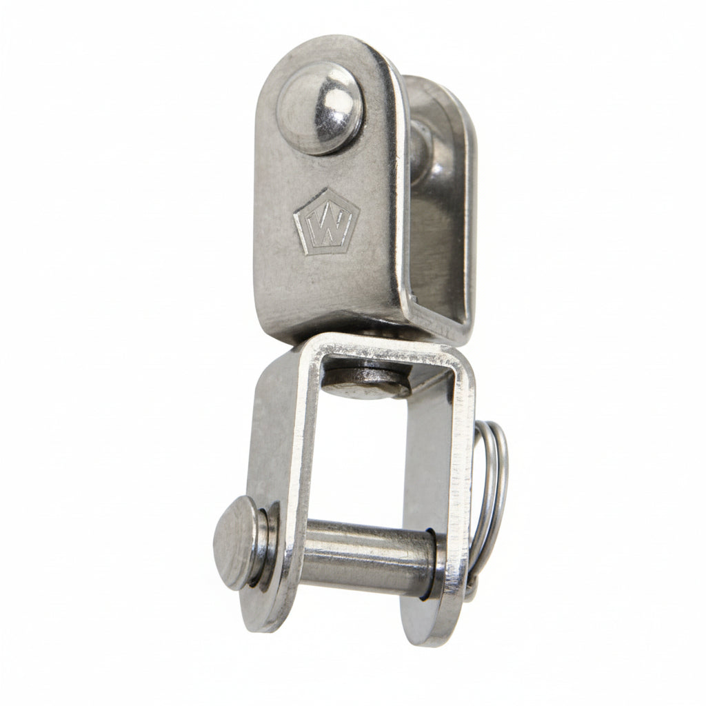 Wirbelschäkel Zwei Gabelenden mit Steck-Bolzen Edelstahl