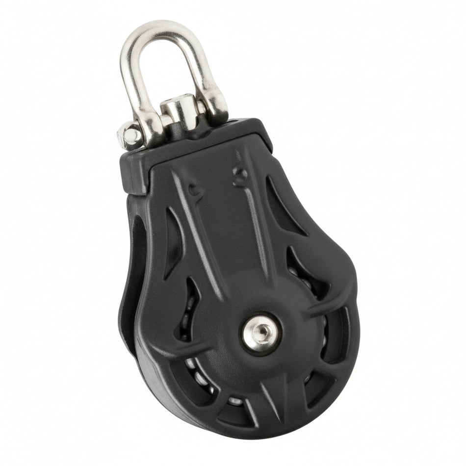 WICHARD Einfachblock gleitl. 70mm, Seil 14mm, Wirbelschäkel