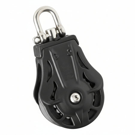 WICHARD Einfachblock mit Wirbelschäkel, gleitgelagert und kugelgelagert, 55mm Rollendurchmesser, für Tauwerk bis 12mm, maritime Bootsbeschläge