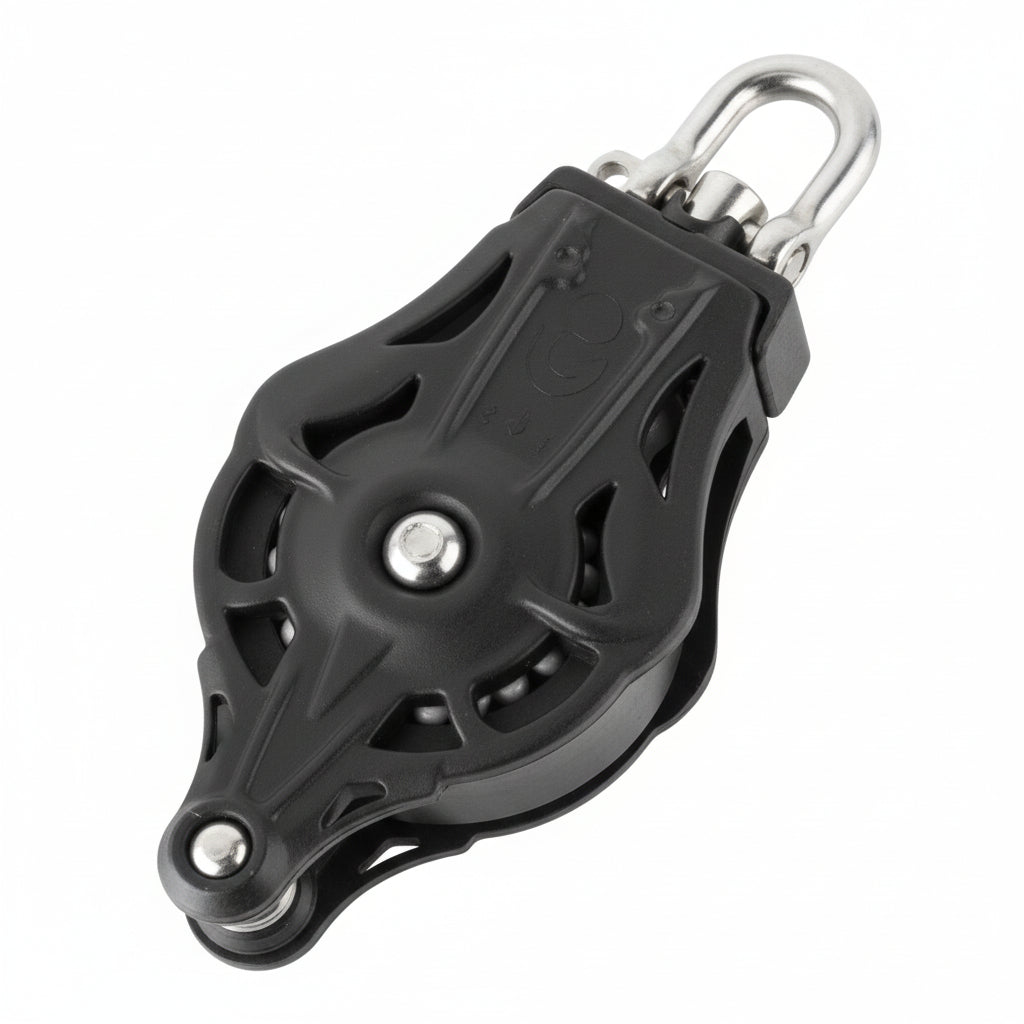 WICHARD Einfachblock mit Wirbelschäkel und U-Bügel, gleitgelagert und kugelgelagert, 45mm Rollendurchmesser, für Tauwerk bis 10mm, maritime Bootsbeschläge"