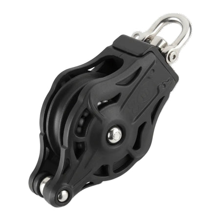 WICHARD Einfachblock mit Wirbelschäkel und U-Bügel, gleitgelagert und kugelgelagert, 55mm Rollendurchmesser, für Tauwerk bis 12mm, maritime Bootsbeschläge