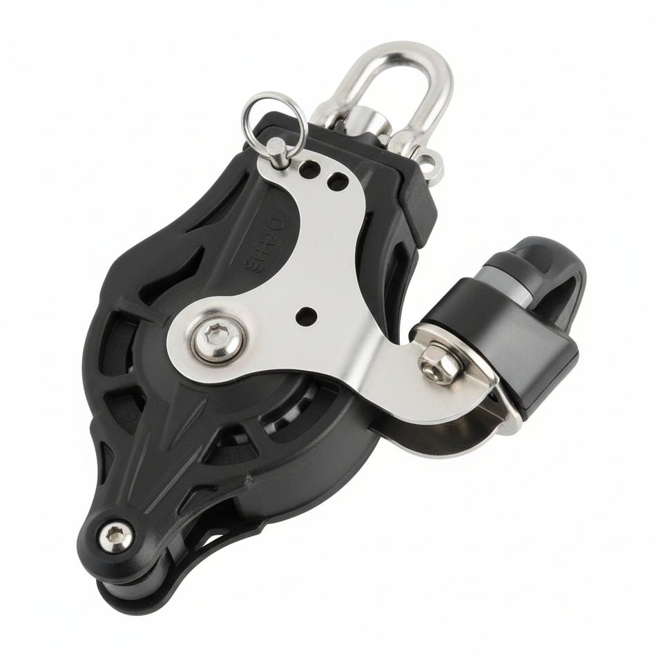 WICHARD Einfachblock gleitl./kugelgel. 55mm, Seil 12mm, Wirbelsch, U-Bügel, Klemme