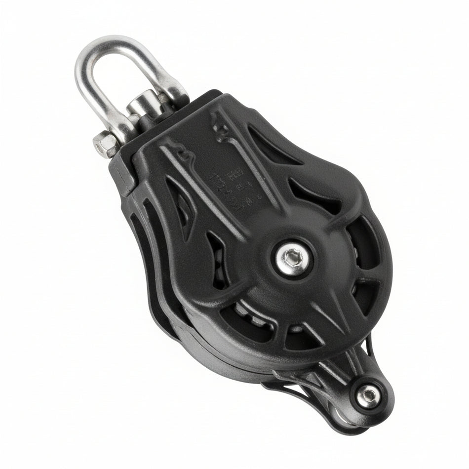 WICHARD Doppelblock mit Wirbelschäkel und Hundsfott - 70mm Scheibe für Tau bis 14mm