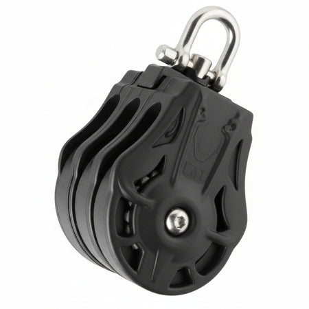 WICHARD Dreifachblock mit Wirbelschäkel, gleitgelagert und kugelgelagert, 45mm Rollendurchmesser, für Tauwerk bis 10mm, maritime Bootsbeschläge