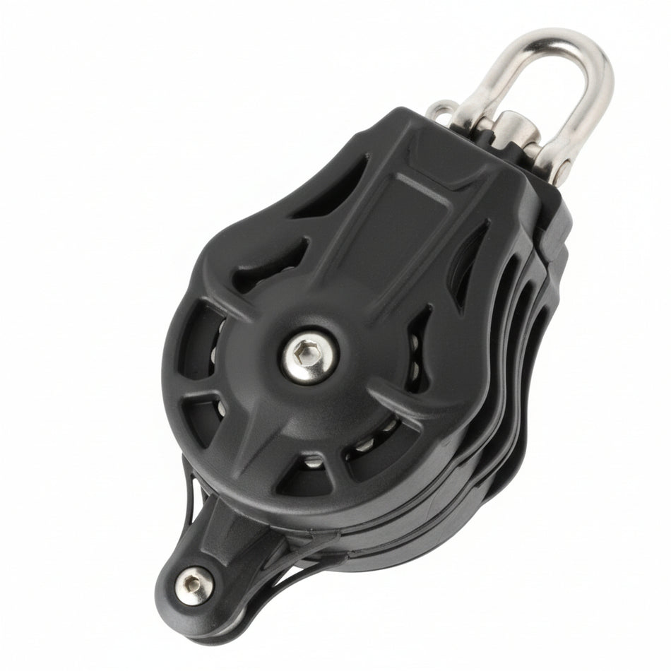 WICHARD Dreifachblock gleitl./kugelgel. 55mm, Seil 12mm, Wirbelschäkel, U-Bügel