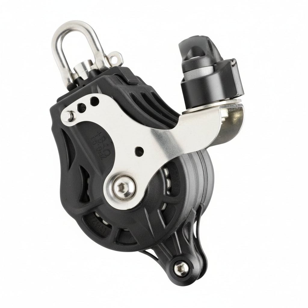 WICHARD Dreifachblock mit Wirbelschäkel, U-Bügel und Klemme, gleitgelagert und kugelgelagert, 45mm Rollendurchmesser, für Tauwerk bis 10mm, maritime Bootsbeschläge"