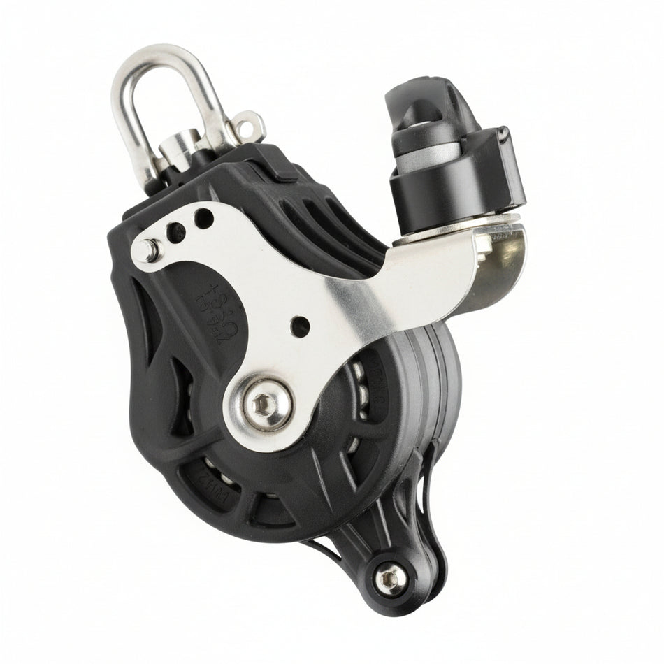 WICHARD Dreifachblock mit Wirbelschäkel, U-Bügel und Klemme, gleitgelagert und kugelgelagert, 45mm Rollendurchmesser, für Tauwerk bis 10mm, maritime Bootsbeschläge"