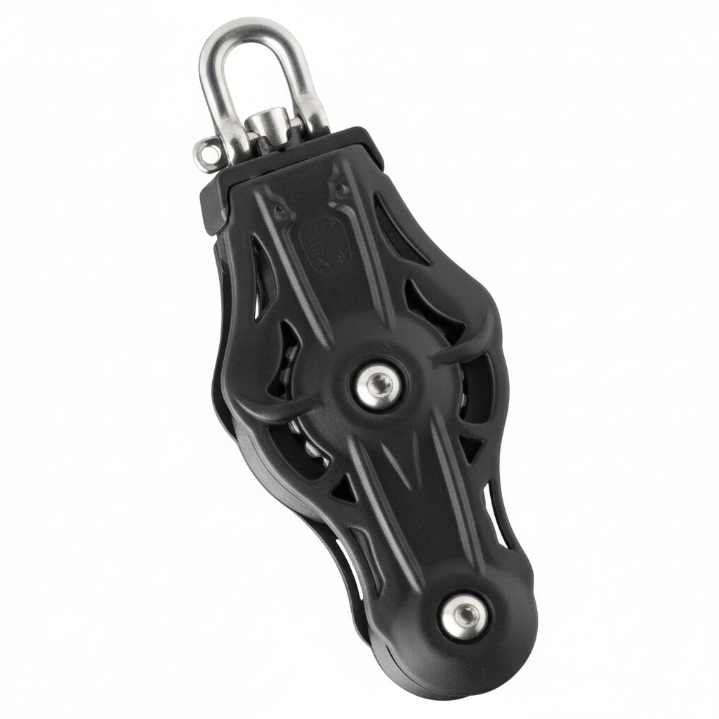 WICHARD Violinenblock mit Wirbelschäkel, gleitgelagert und kugelgelagert, 35mm Rollendurchmesser, für Tauwerk bis 8-9mm, maritime Bootsbeschläge