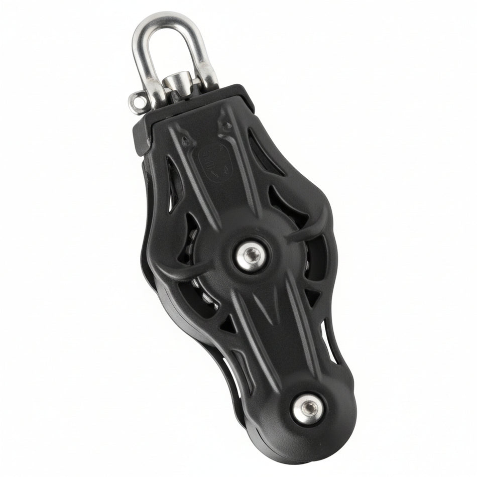 WICHARD Violinenblock mit Wirbelschäkel, gleitgelagert und kugelgelagert, 35mm Rollendurchmesser, für Tauwerk bis 8-9mm, maritime Bootsbeschläge