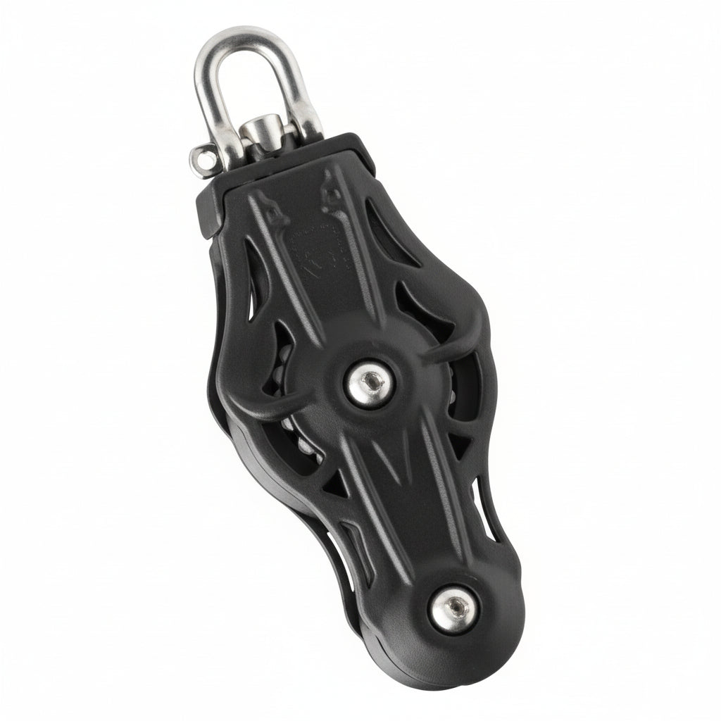 WICHARD Violinenblock mit Wirbelschäkel, gleitgelagert und kugelgelagert, 45mm Rollendurchmesser, für Tauwerk bis 10mm, maritime Bootsbeschläge