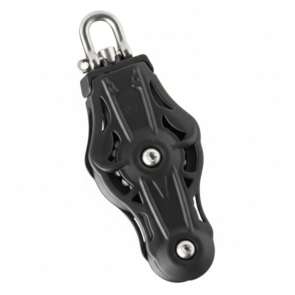 WICHARD Violinenblock mit Wirbelschäkel, gleitgelagert und kugelgelagert, 45mm Rollendurchmesser, für Tauwerk bis 10mm, maritime Bootsbeschläge