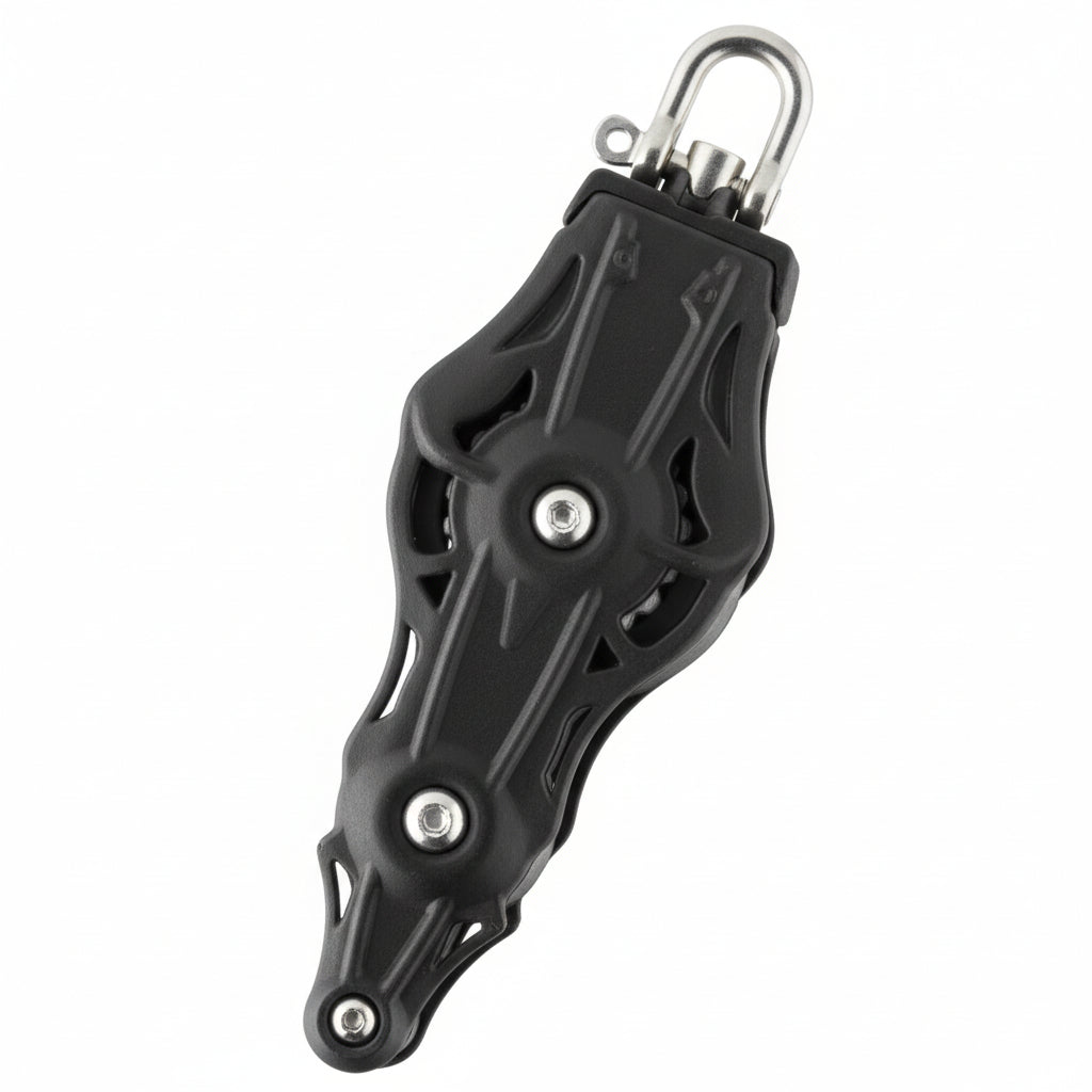 WICHARD Violinenblock mit Wirbelschäkel und U-Bügel, gleitgelagert und kugelgelagert, 45mm Rollendurchmesser, für Tauwerk bis 10mm, maritime Bootsbeschläge