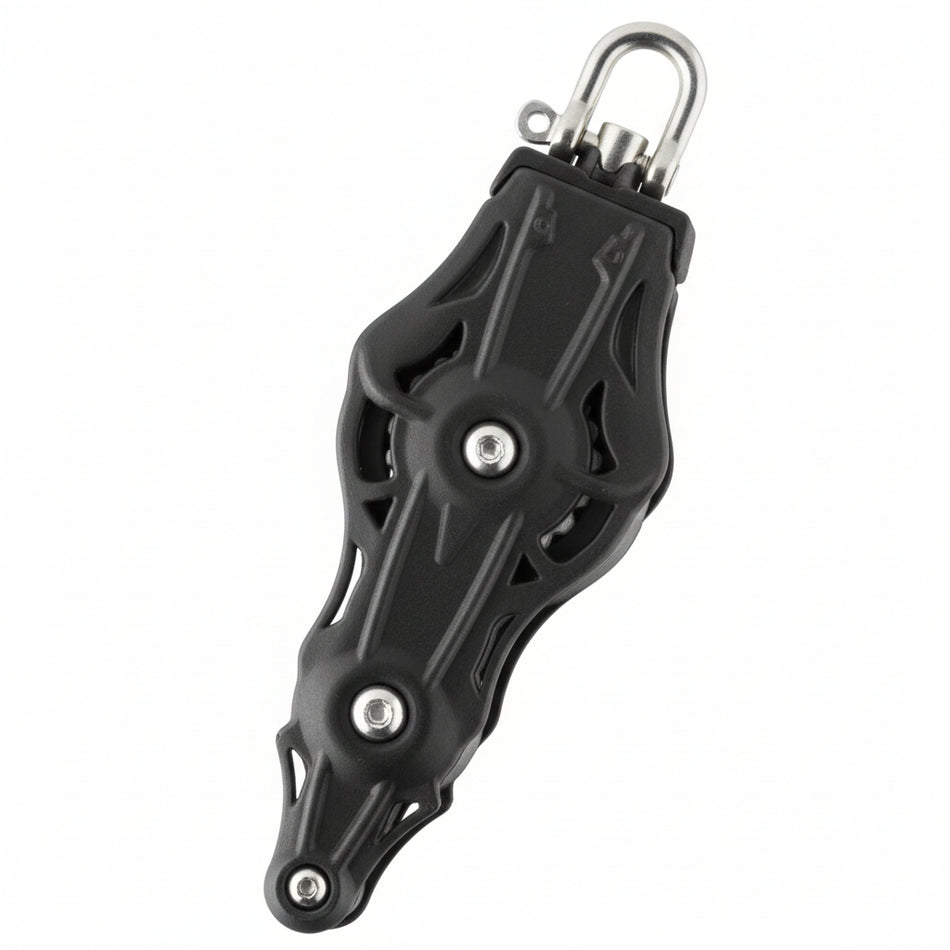 WICHARD Violinenblock mit Wirbelschäkel und U-Bügel, gleitgelagert und kugelgelagert, 45mm Rollendurchmesser, für Tauwerk bis 10mm, maritime Bootsbeschläge