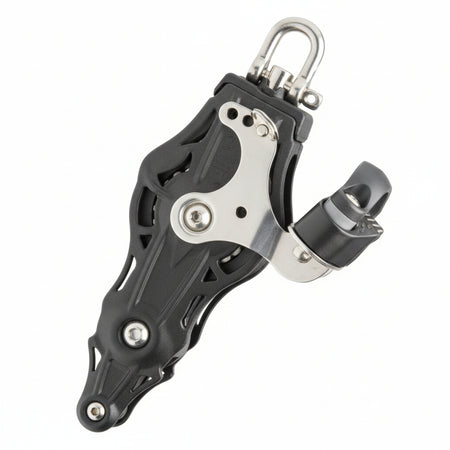 WICHARD Violinenblock mit Wirbelschäkel, U-Bügel und Klemme, gleitgelagert und kugelgelagert, 35mm Rollendurchmesser, für Tauwerk bis 8-9mm, maritime Bootsbeschläge