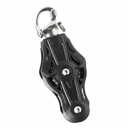 WICHARD Violinenblock mit Wirbelschnappschäkel, gleitgelagert und kugelgelagert, 45mm Rollendurchmesser, für Tauwerk bis 10mm, maritime Bootsbeschläge