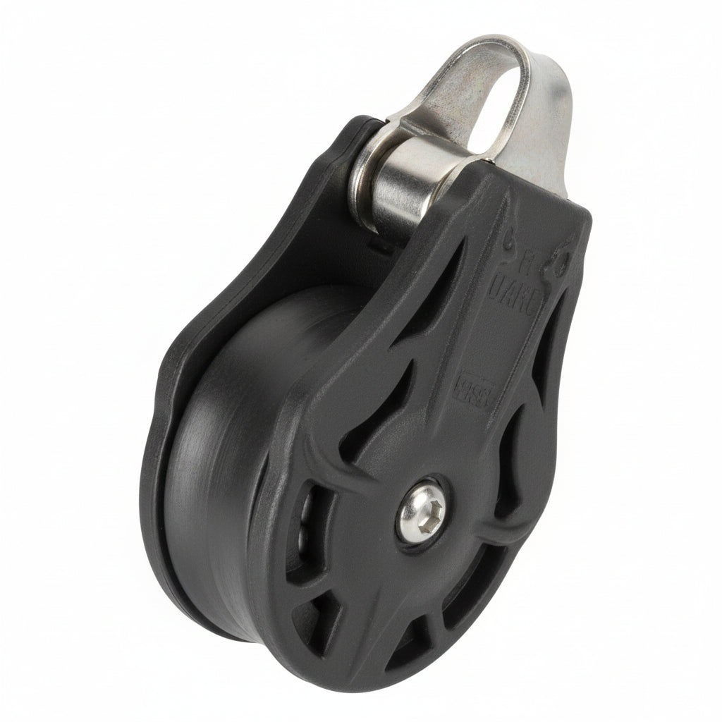 WICHARD Einfachblock mit festem Auge, gleitgelagert und kugelgelagert, 45mm Rollendurchmesser, für Tauwerk bis 10mm, maritime Bootsbeschläge